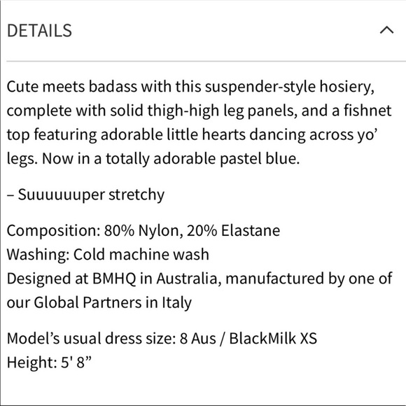 HEARTS SUSPENDER PASTEL BLUE HOSIERY NWT BLACKMILK - Picture 8 of 8